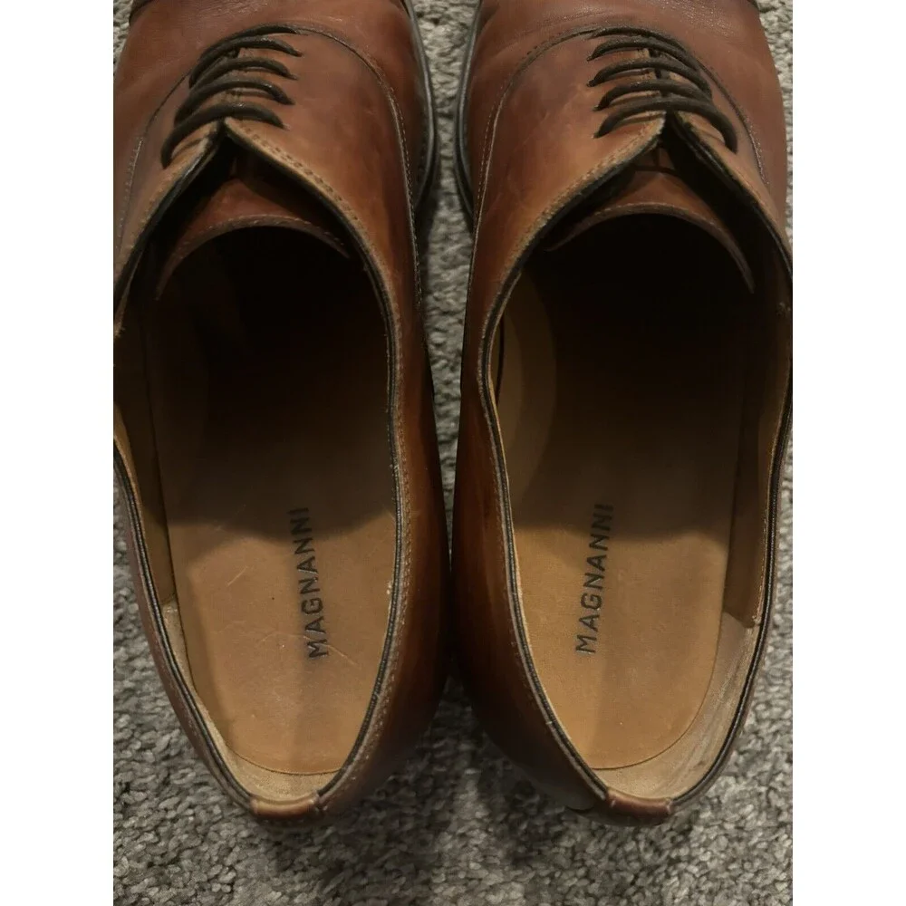 Magnanni Men's Lucas Cap-Toe Leather Oxfords -‎ 21019 - Cognac Brown 11M